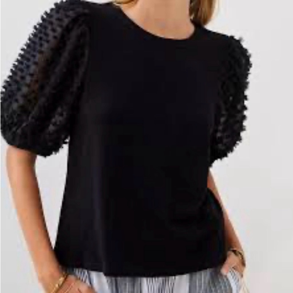 Anthropologie Maeve Woven Puff-Sleeve Top – Textured Statement Sleeve Small